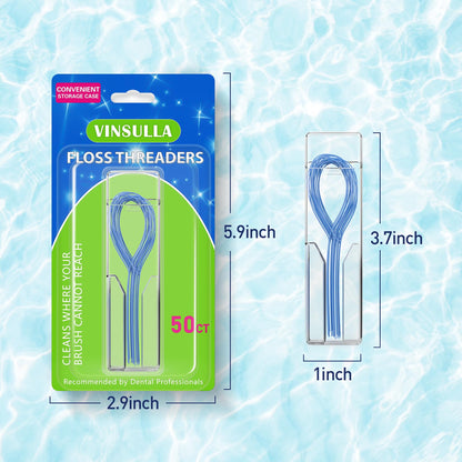VINSULLA Floss Threaders for Braces, Bridges & Implants - 50 Count (Pack of 4)