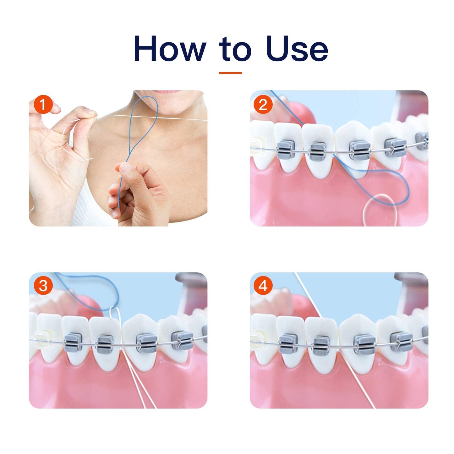 VINSULLA Floss Threaders for Braces, Bridges & Implants – 300 Count (Pack of 6)