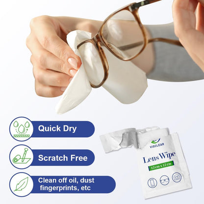VisClear Lens Wipes for Eyeglasses - Ocean Scent, 100 Count, Individually Wrapped