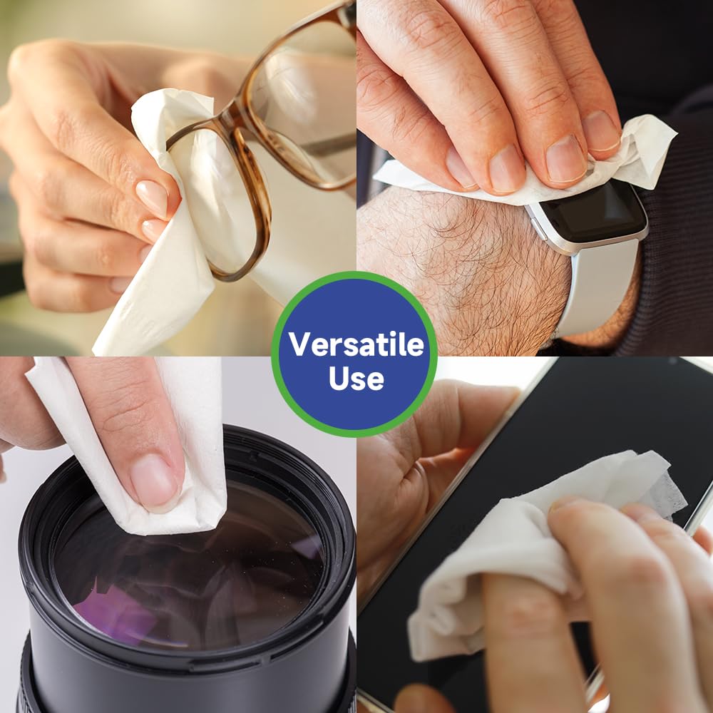 VisClear Lens Wipes for Eyeglasses - Ocean Scent, 100 Count, Individually Wrapped