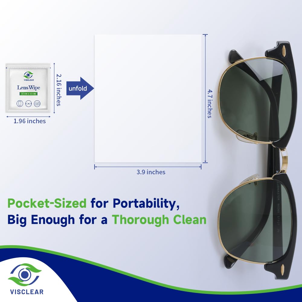 VisClear Eyeglass Cleaner Wipes – 200 Count, Ocean Scent, Scratch-Free & Safe for Prescription Lenses