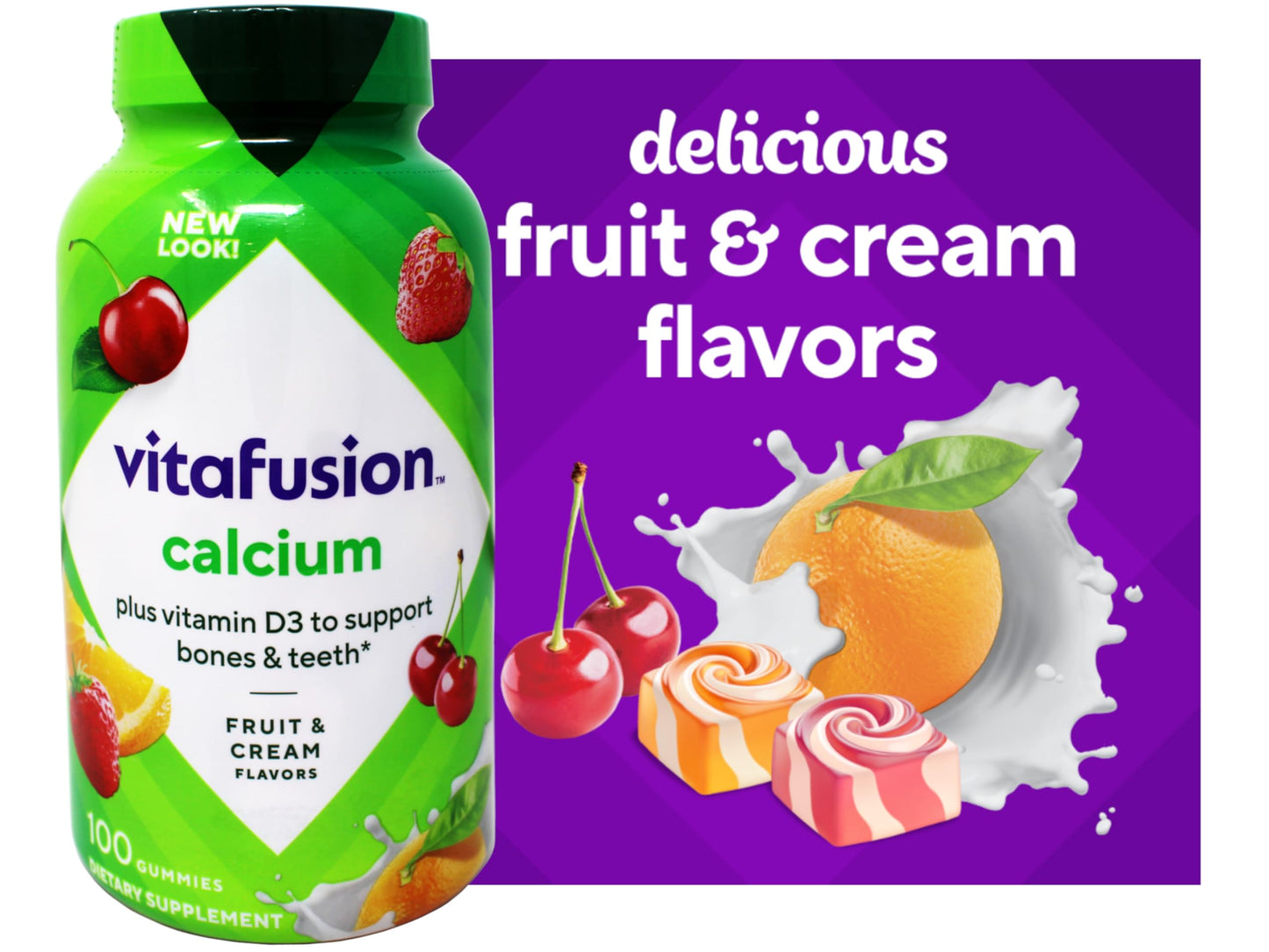 Vitafusion Calcium Adult Gummy Vitamins – Calcium & Vitamin D Gummies (100 Count)
