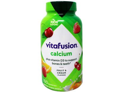 Vitafusion Calcium Gummies with Vitamin D for Adults – 500 mg Calcium, 1000 IU Vitamin D, Pack of 2 (2x100-count)