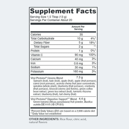 Vital Proteins Green Apple Daily Greens, 9.3 OZ