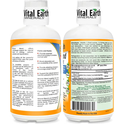 Vital Earth Minerals Fulvic Humic Mineral Blend Liquid 3-Pack – 70+ Trace Minerals, Electrolytes for Energy, Balance & Recovery