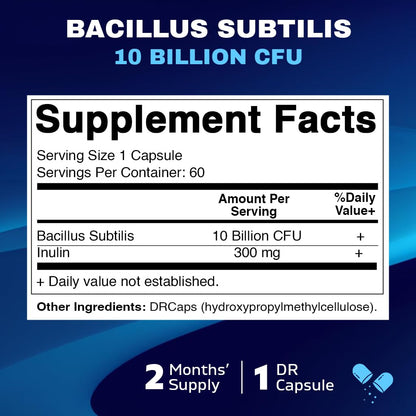 Vitamatic Bacillus Subtilis 10 Billion DR Capsule – 60 Count (Pack of 2) | Digestive & Immune Support