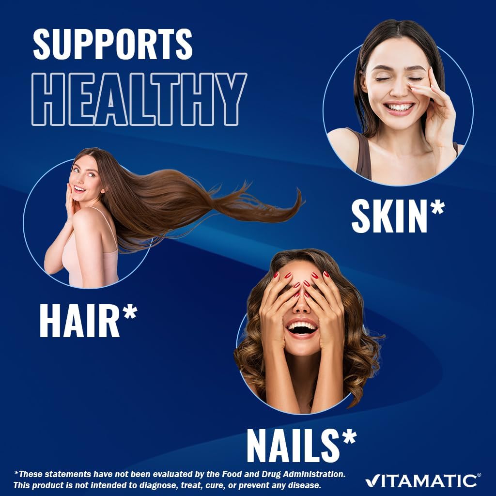 Vitamatic Hydrolyzed Keratin 500mg – 120 Vegetarian Capsules for Healthy Hair, Skin & Nails (Adults)