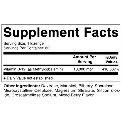 Vitamatic Methyl B12 (Methylcobalamin) 10,000 mcg – 60 Lozenges | Pack of 2 | Energy & Nerve Health