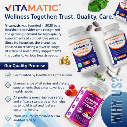 Vitamatic Quercetin with Bromelain – 120 Vegetarian Capsules | Non-GMO & Gluten Free