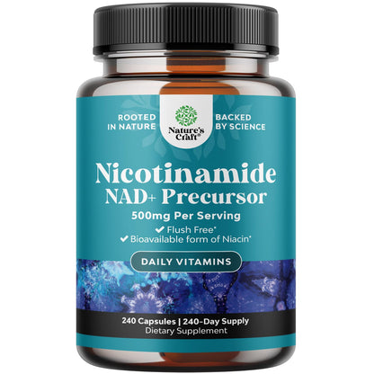 Vitamin B3 Niacinamide 500mg Capsules – Flush Free Niacinamide, Skin & Energy Support, 240 Count