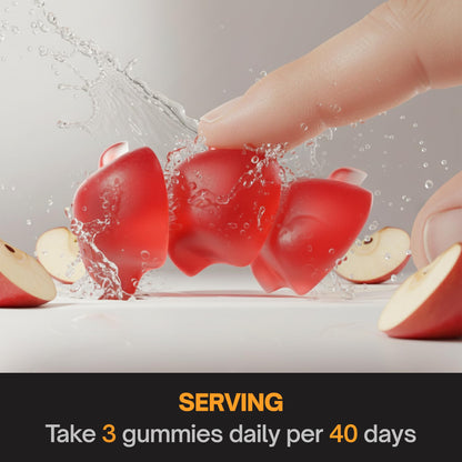 FitVitality Premium 120 Creatine Gummies – Creatine Monhydrate, Vitamin C & B6, Vegan, Non-GMO, Sugar-Free, Red Apple