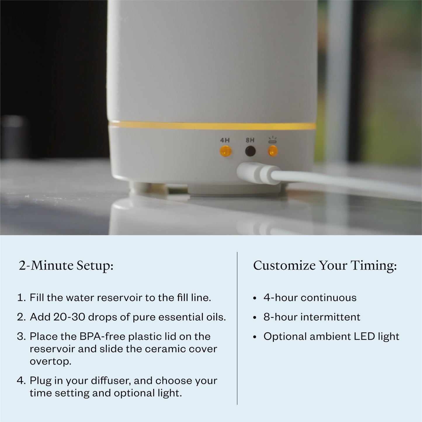 Vitruvi Stone Diffuser – Ceramic Ultrasonic Diffuser, 90ml, Black