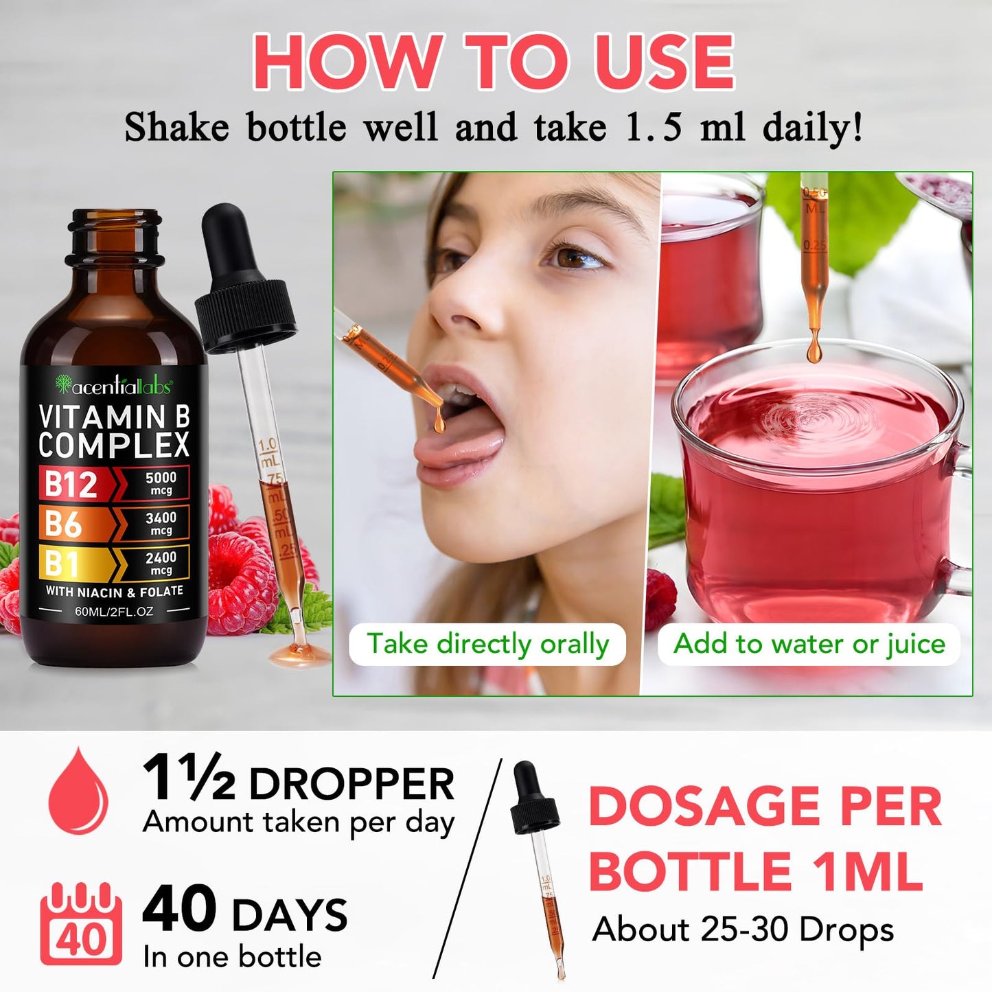 VOGSIG Vitamin B Complex Liquid Drops – Organic B Vitamins for Women, Vegan & Gluten Free