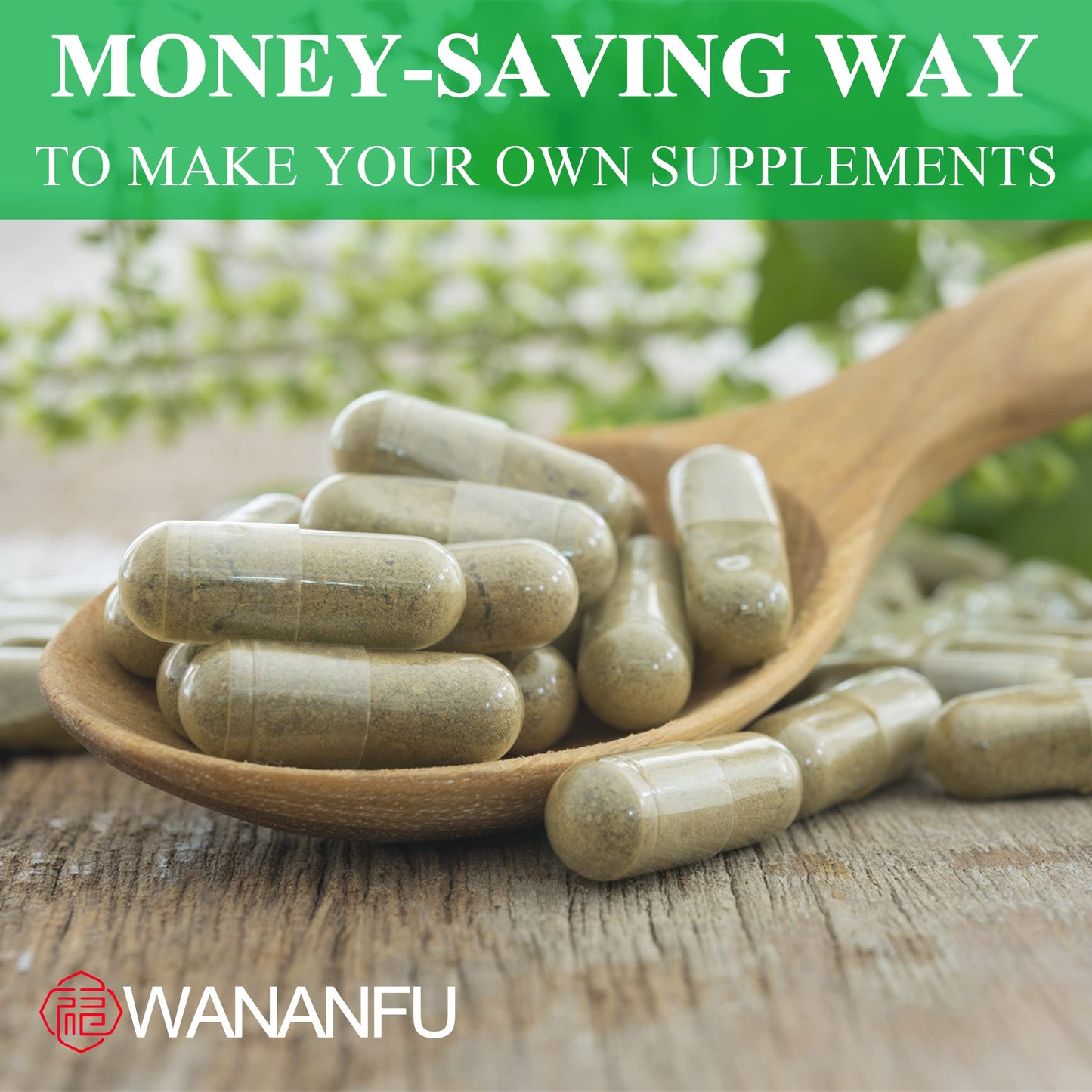 WANANFU Size 000 Vegetarian Capsules Bundle (100 Count) + Micro Lab Spoon