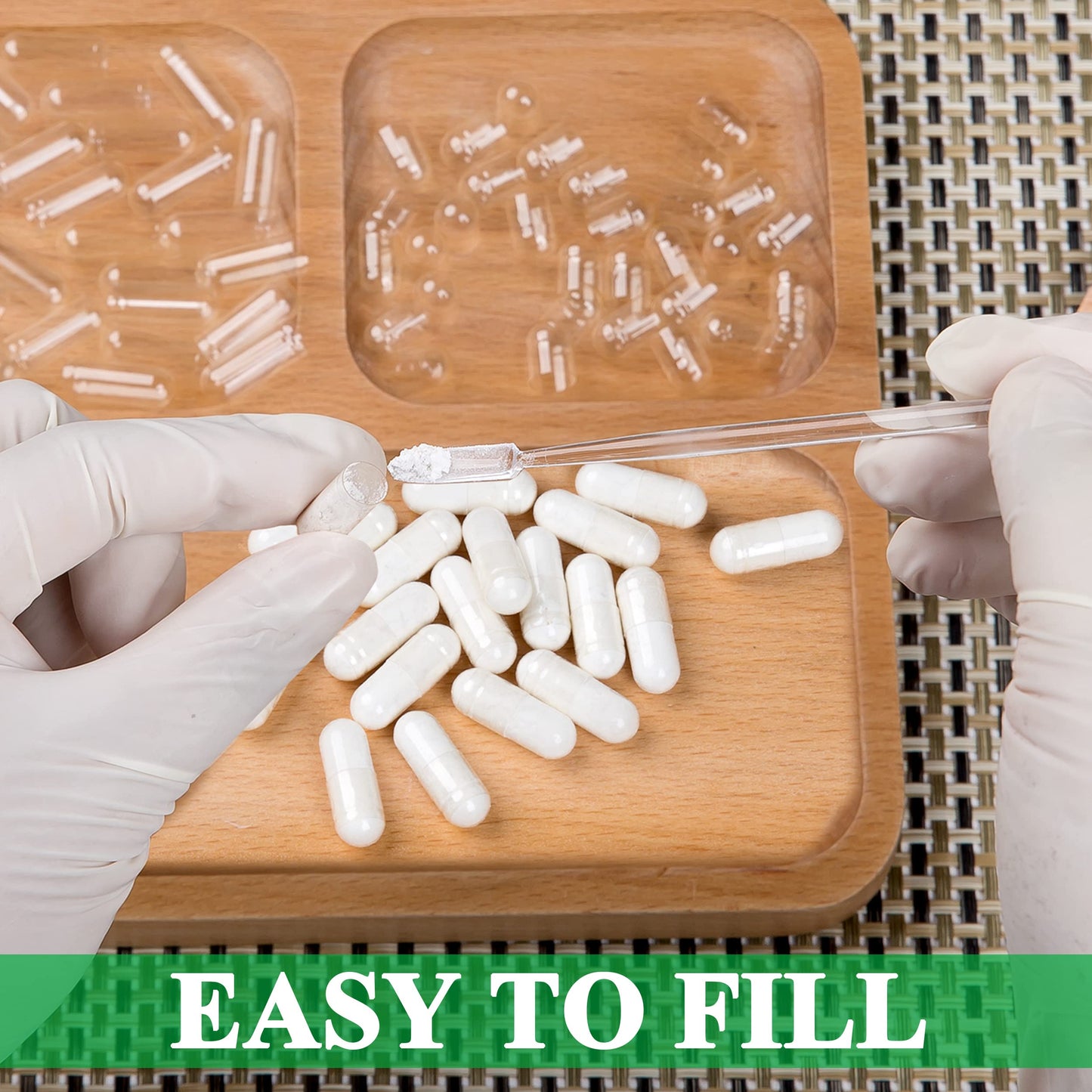Wananfu Size 0 Vegetarian Empty Capsules – 100 Count Bundle + Micro Lab Spoon