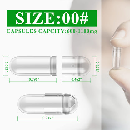 Wananfu Size 00 Vegetarian Empty Capsules Bundle (100 Count) + Micro Lab Spoon