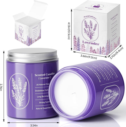 WarmEmbrace Lavender Candles - 4 Pack, 160-Hour Long-Lasting Purple Jars