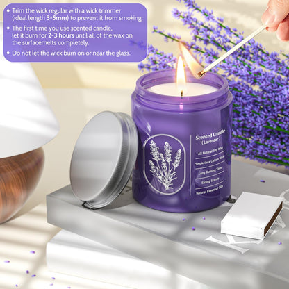 WarmEmbrace Lavender Jar Candles – 7.6 oz, Natural Soy, 2 Pack, 80+ Hours