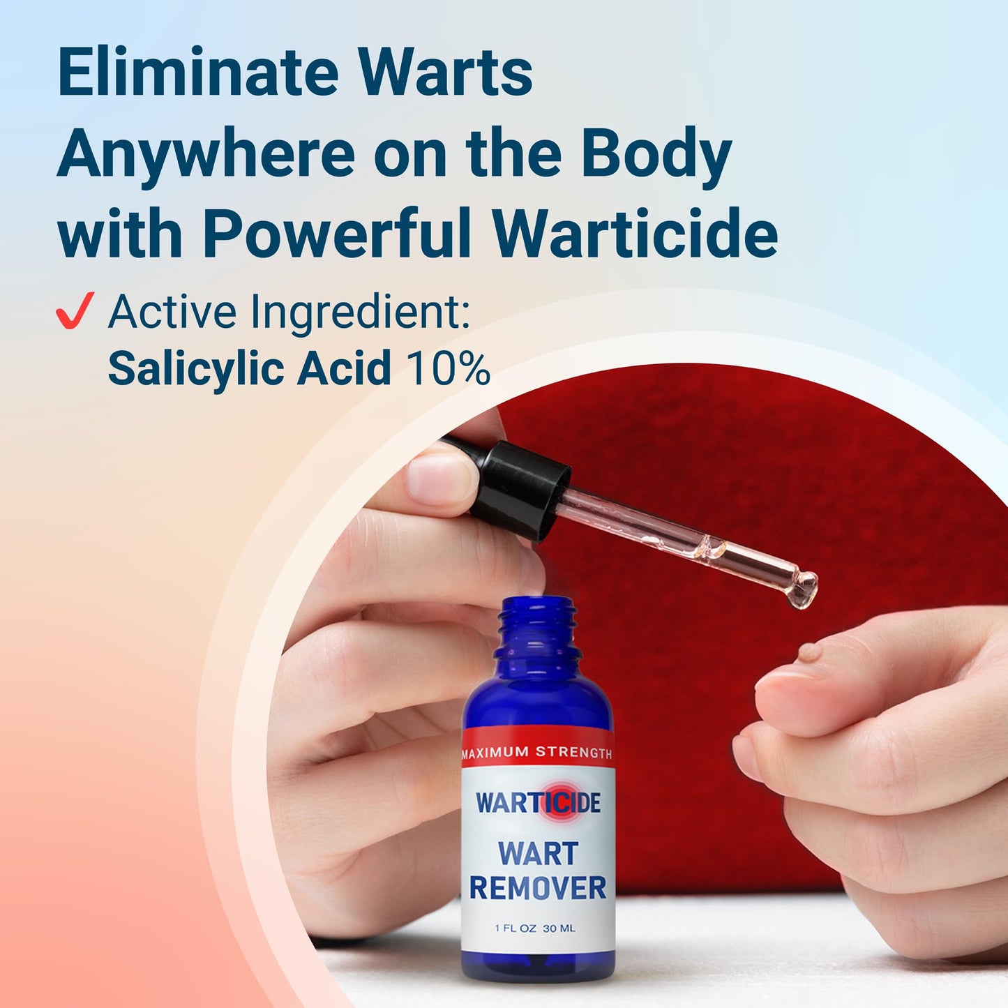 Warticide Liquid Wart Remover – 10% Salicylic Acid with Tea Tree & Cedar Leaf Oil | Made in USA | 1 Fl Oz Dropper