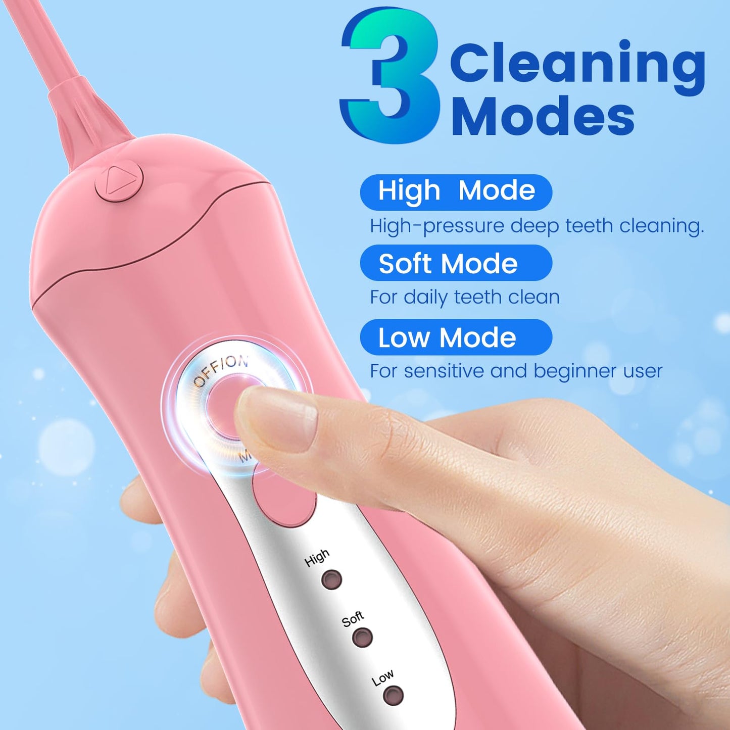 Water Flosser Dental Pick – Portable Oral Irrigator, 5 Jet Tips, IPX7 & Rechargeable