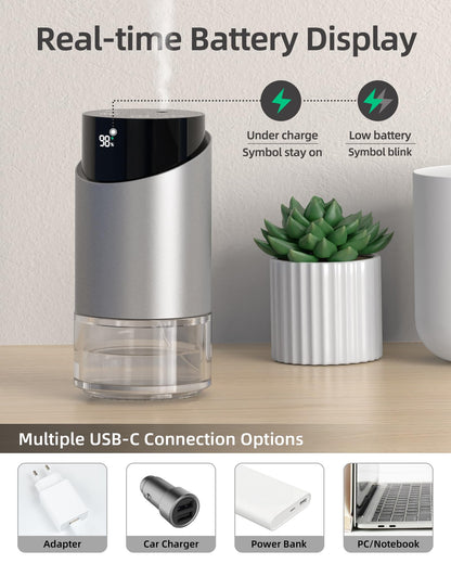 Waterless Essential Oil Diffuser – Portable Battery-Operated Aromatherapy for Home, Car, Office | 3 Timers & 3 Mist Levels