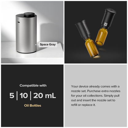 Waterless Essential Oil Diffuser 2 Pack – 3 Mist Levels, Timers, Black & Gold
