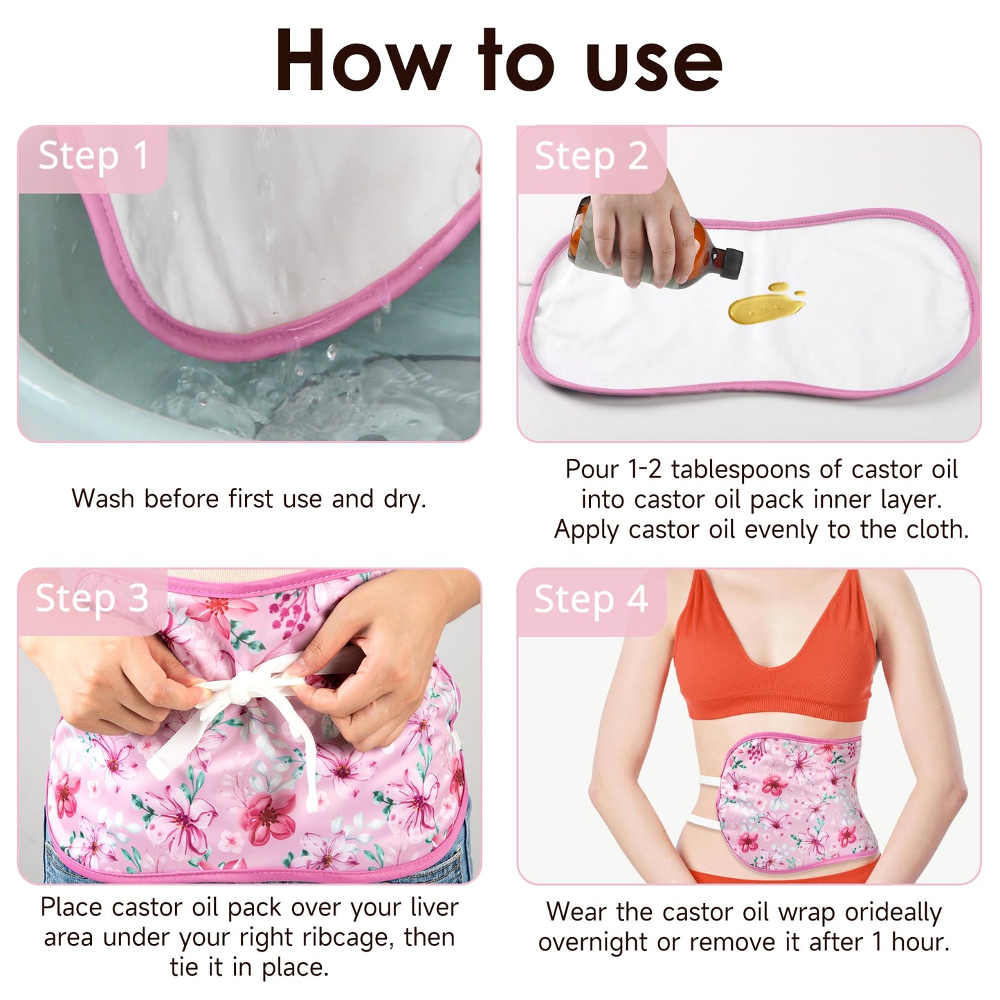wegreeco Castor Oil Pack Wrap – Reusable, Adjustable, Machine Washable (Oil Not Included)