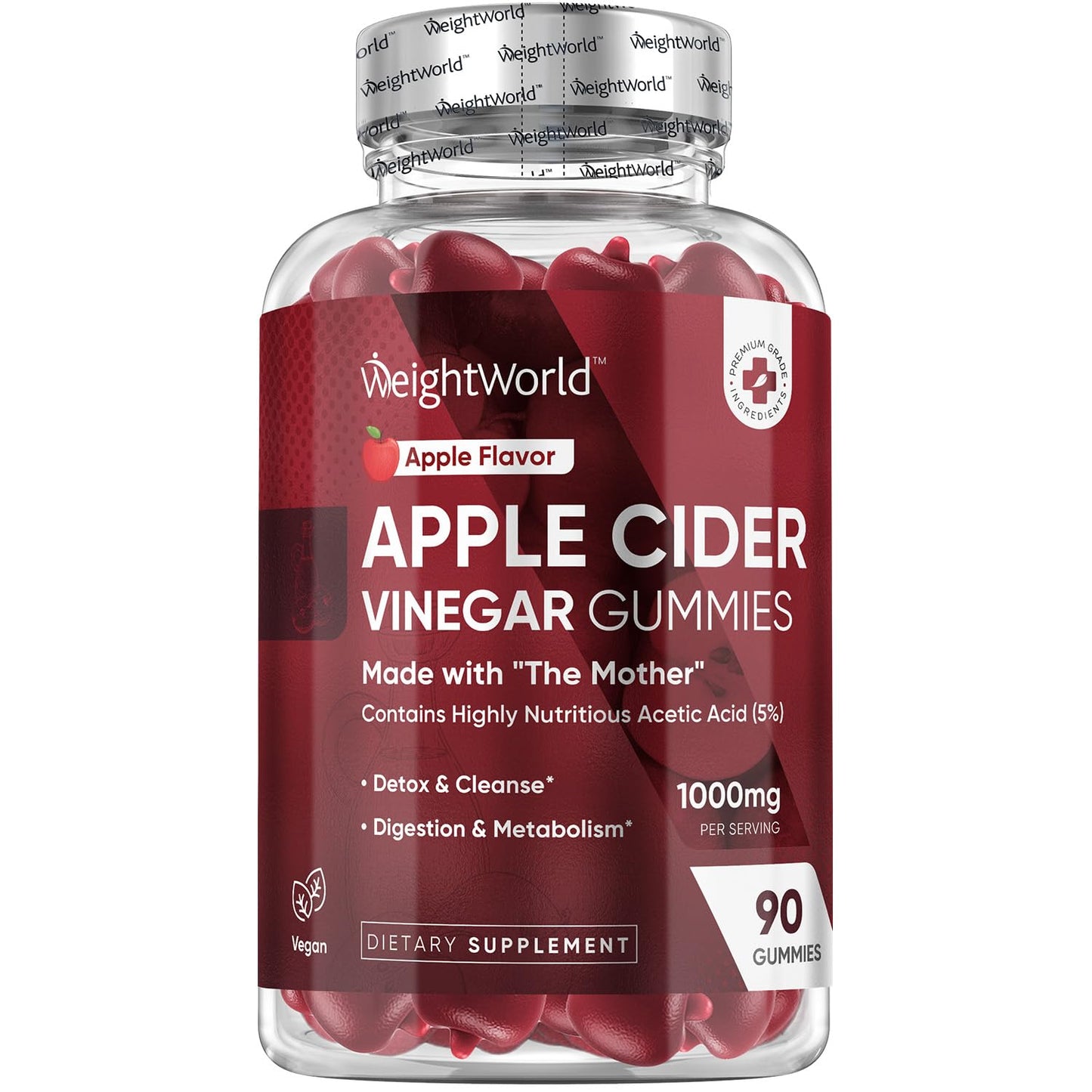 WeightWorld Apple Cider Vinegar Gummies with The Mother 1000mg – 90 Gummies