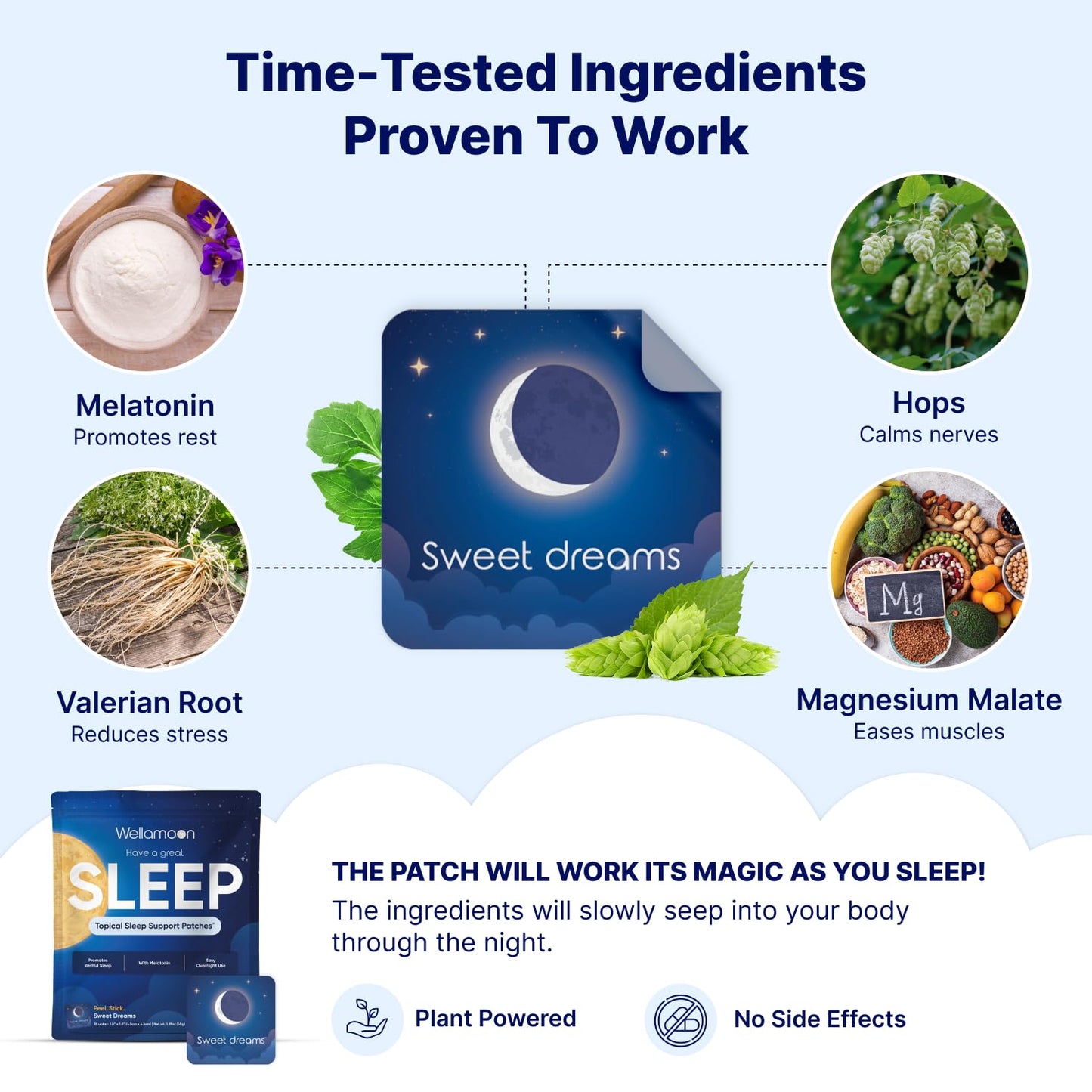Wellamoon Sleep Patches - Extra Strength Melatonin & Valerian for Adults