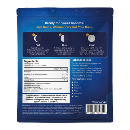 Wellamoon Sleep Patches - Extra Strength Melatonin & Valerian for Adults