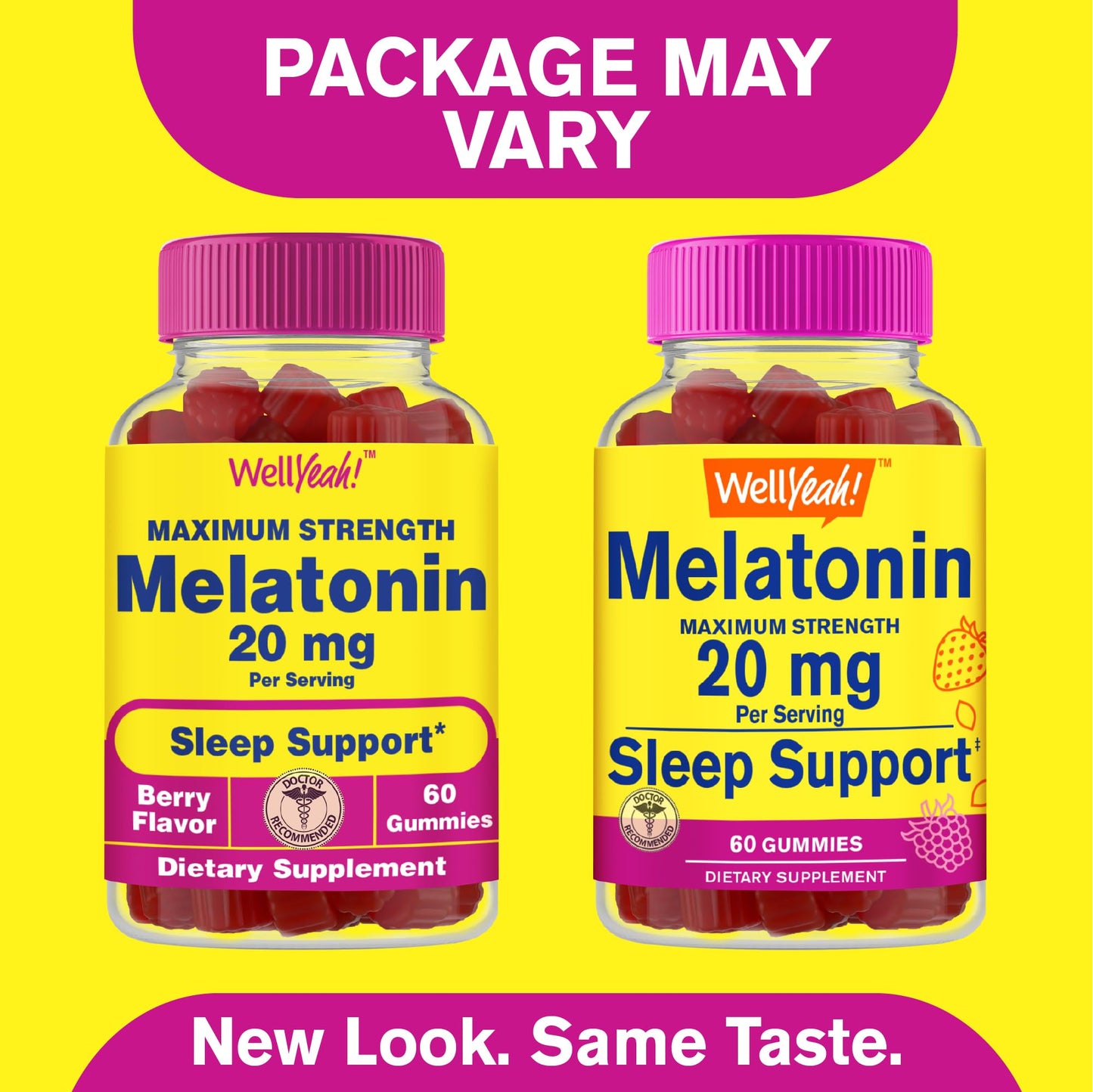 WellYeah Melatonin Gummies 20mg (2 Pack) – Sleep Support, 60 Count, Vegan