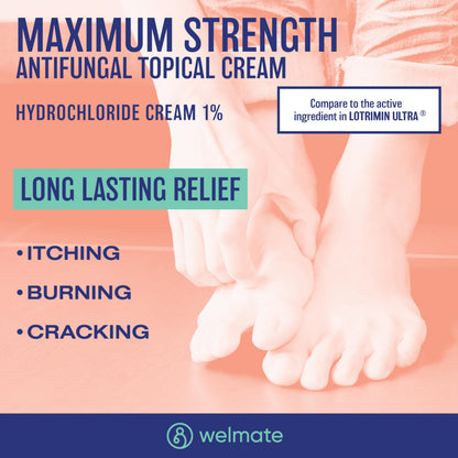 WELMATE Butenafine 1% Cream – Fast-Acting Athlete's Foot Treatment (3 Pk)