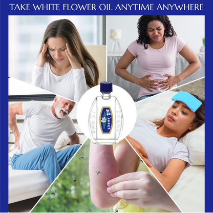 White Flower External Analgesic Balm Oil 2.5ml/0.085fl oz – Authentic US Import (6 Pack)