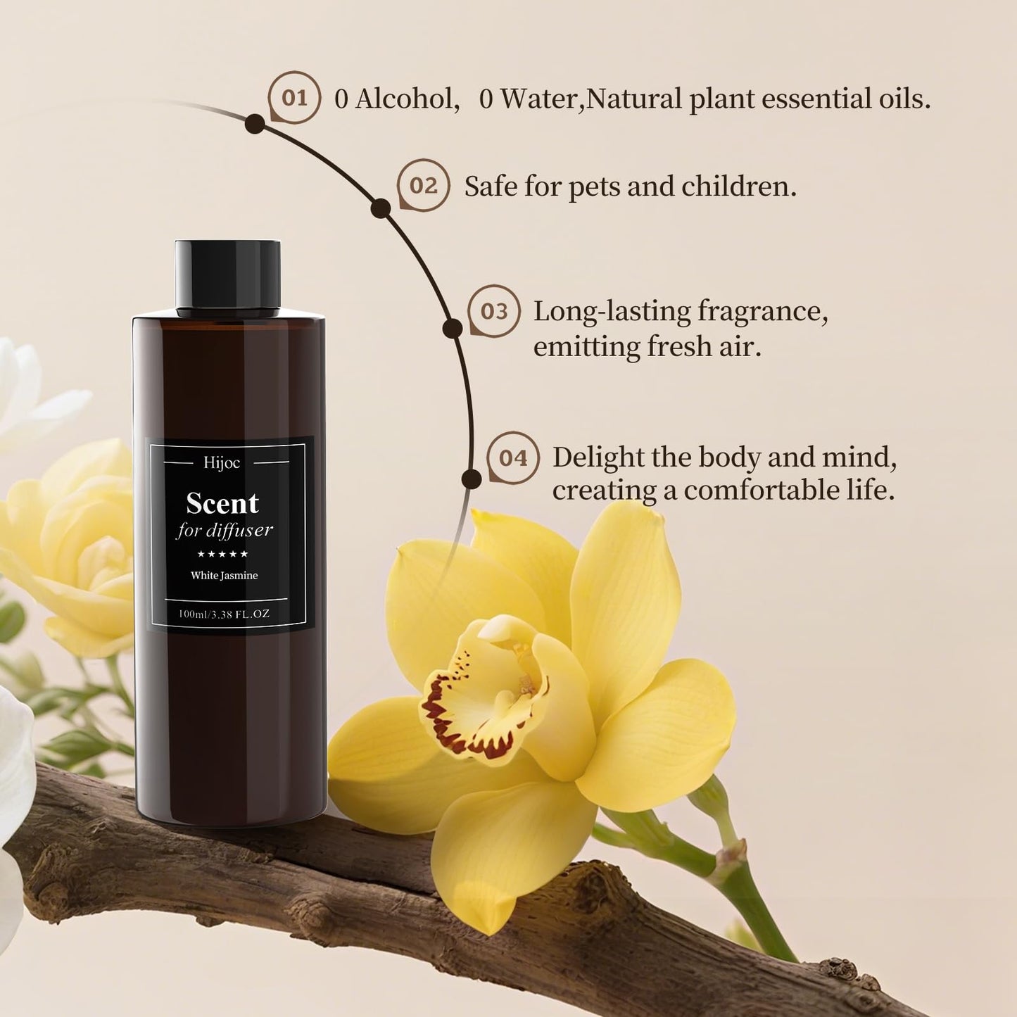 White Jasmine Essential Oil for Diffusers – 6-Scent Luxury Hotel Collection, 500ml