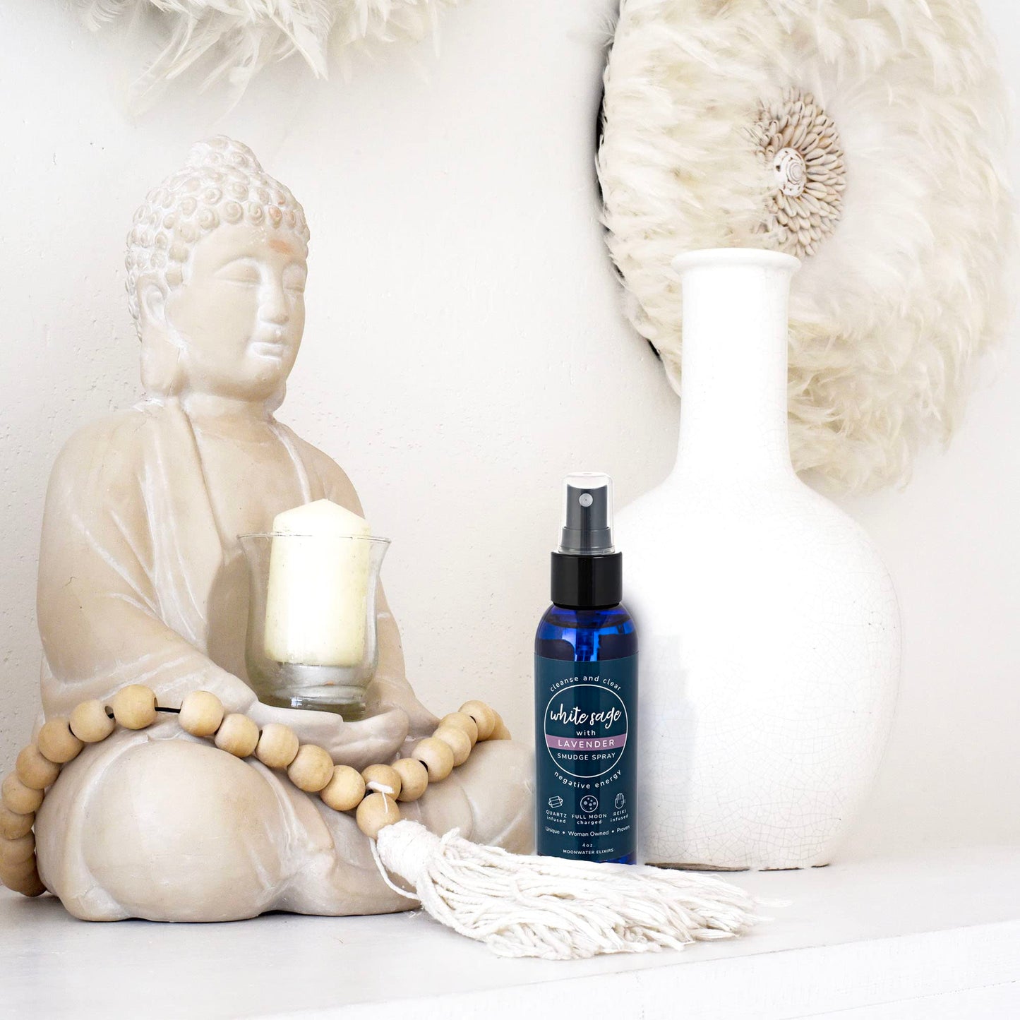 White Sage Smudge Spray – Reiki Charged Cleansing, Aura Protection, Lavender | 2x8oz