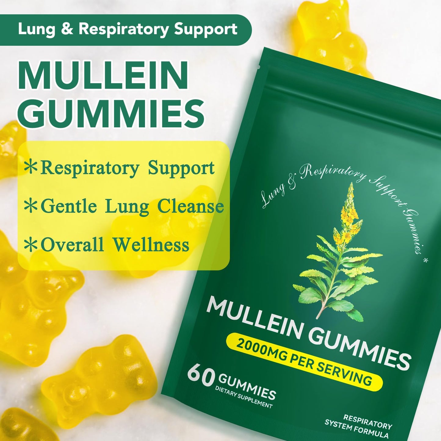 WHLH & Well-Being Mullein Leaf Gummies 2-Pack