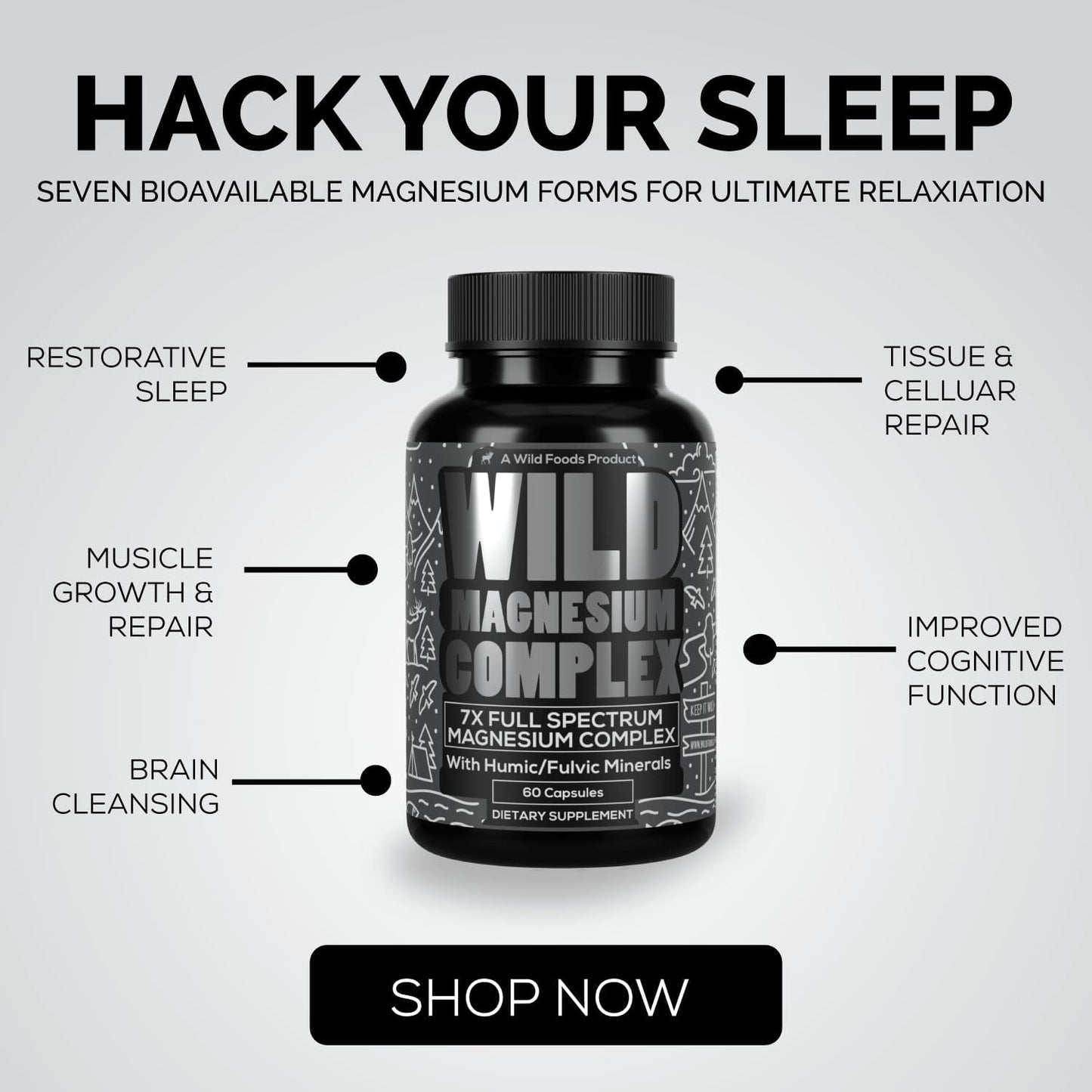 Wild Foods Magnesium Complex – 7 Forms for High Absorption | Pack of 3 (270 capsules)