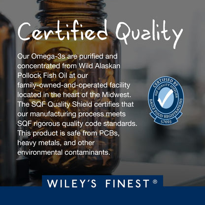 Wiley's Finest Wild Alaskan Fish Oil Peak DHA - 900mg Omega-3s - 60 Softgels (30 Servings)