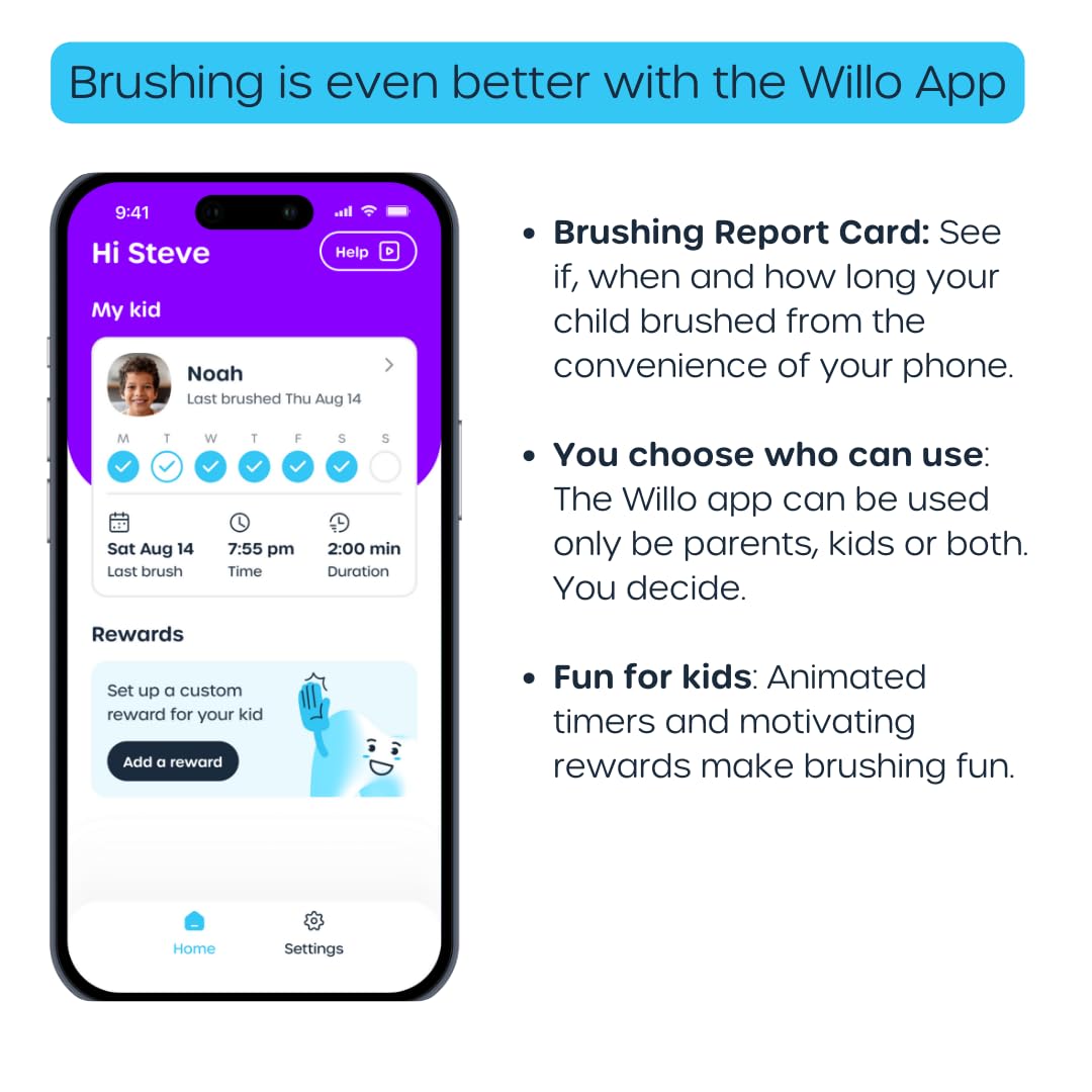 Willo Fully Automatic Kids U-Shaped Toothbrush – Berry Splash (Ages 8-11)