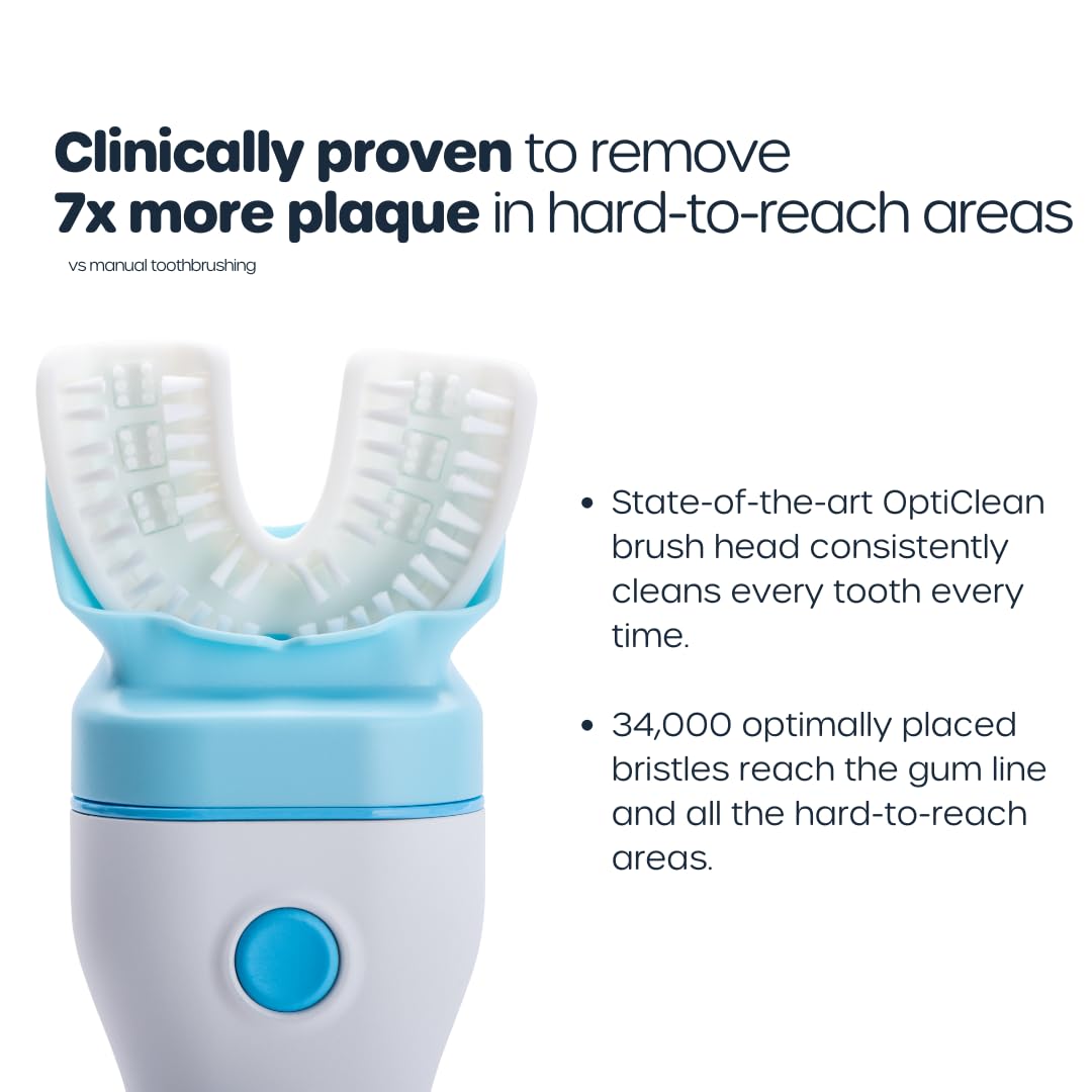 Willo Fully Automatic Kids U-Shaped Electric Toothbrush - Bubble Twist (Medium, Ages 8-11) | 2 Timers, Deep-Cleans, Consistent Results