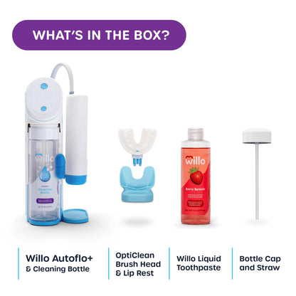 Willo Fully Automatic Kids U-Shaped Electric Toothbrush – 2 Timers, Deep-Cleans, Consistent Results | Bubble Twist Small (Ages 5-7)