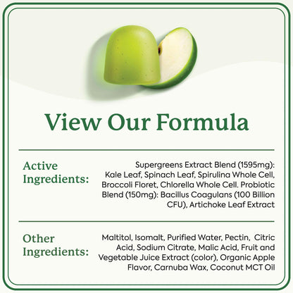 WonderGreens Veggie Gummies with Probiotics & Multivitamins – Green Apple, 60 Count