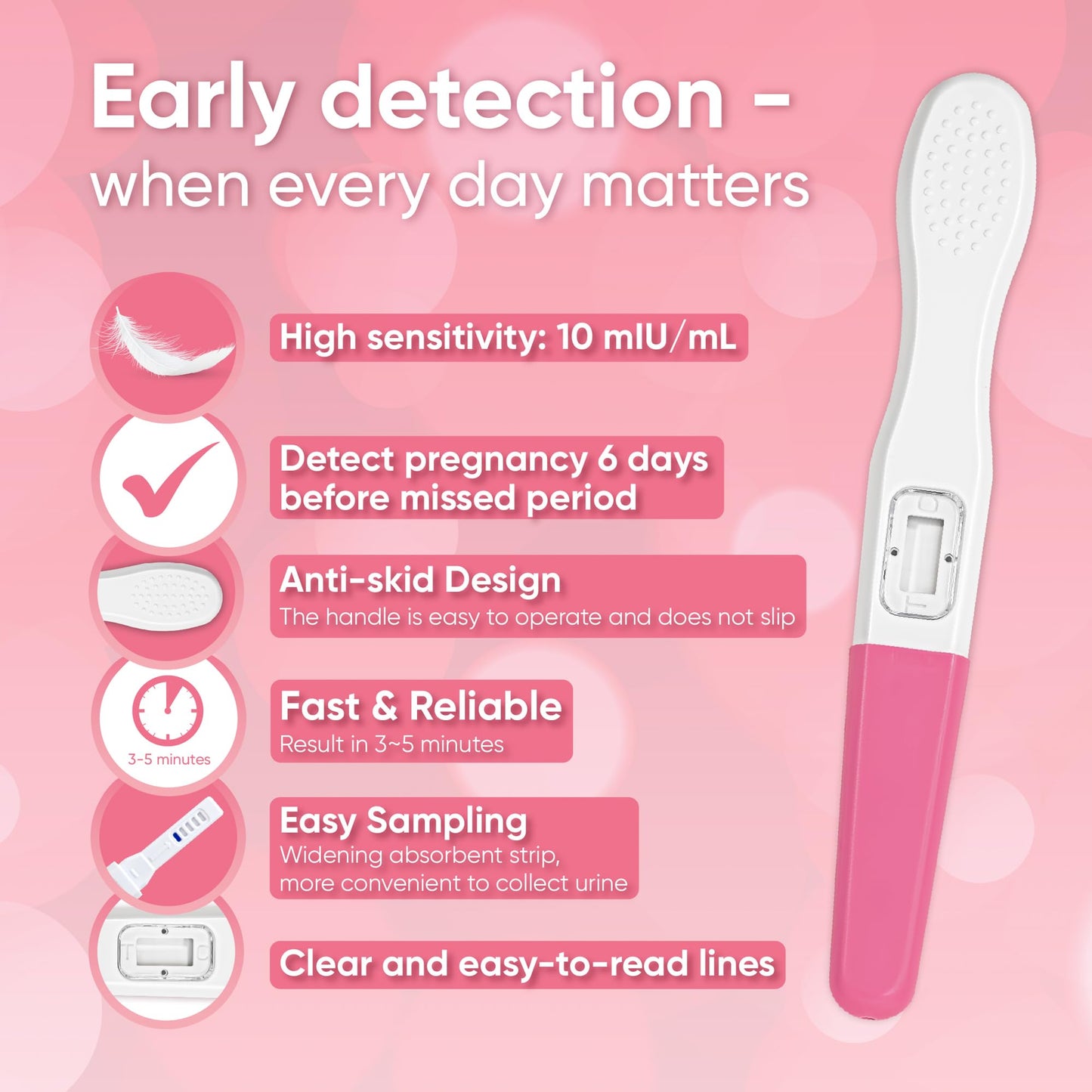 Wondfo Early Result Pregnancy Test Sticks - 2 Pack (6 Days Early) | Home Use