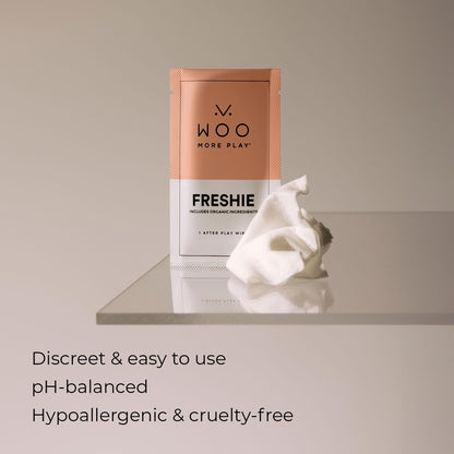 Woo More Play Freshies Wipes – All-Natural Feminine Intimacy Wipes with Aloe Vera & Coconut Water, 20ct (Vegan)