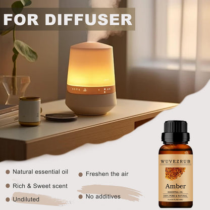 Wuvezrub Amber Essential Oils 10ml | 100% Pure & Natural for Aromatherapy Diffuser | 0.33 Fl Oz