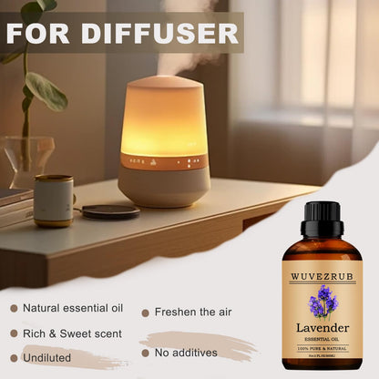 Wuvezrub Lavender Essential Oil 60ML | Pure & Natural for Aromatherapy Diffusers