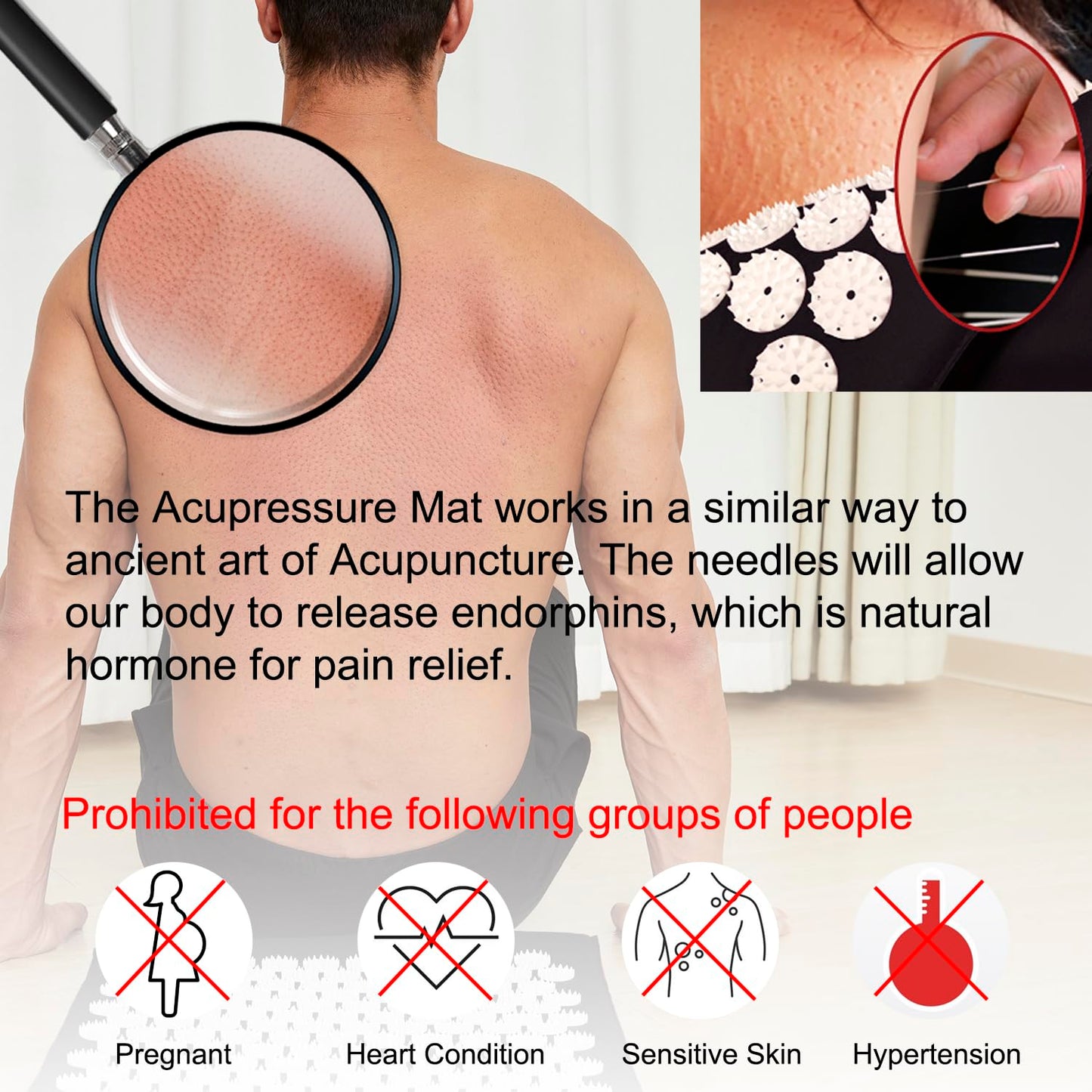 XiaoMaGe Acupressure Mat & Pillow Set – Extra Long for Neck & Back Pain Relief (Black)
