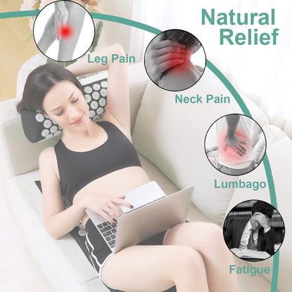 XiaoMaGe Acupressure Mat & Pillow Set – Extra Long for Neck & Back Pain Relief (Black)