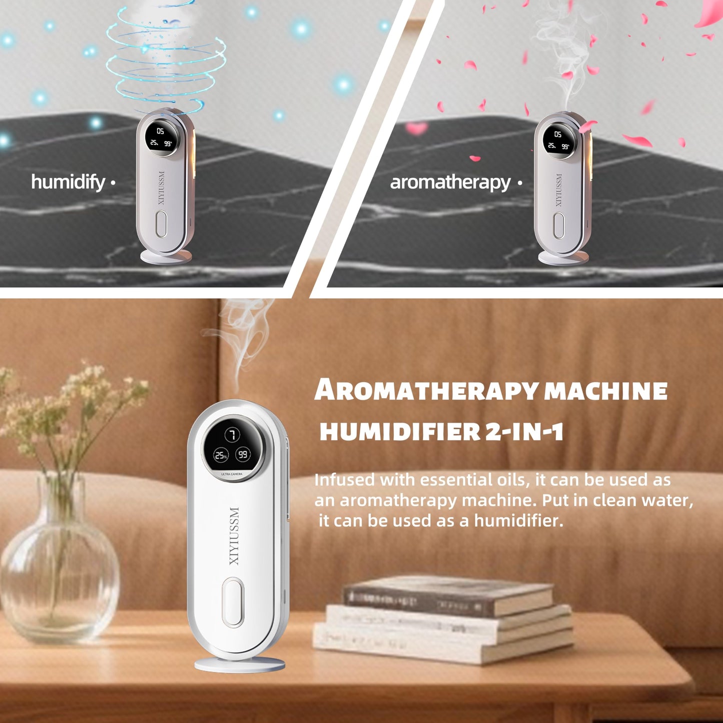XIYIUSSM Waterless Diffuser – 7 Mist Modes, 1800mAh Rechargeable
