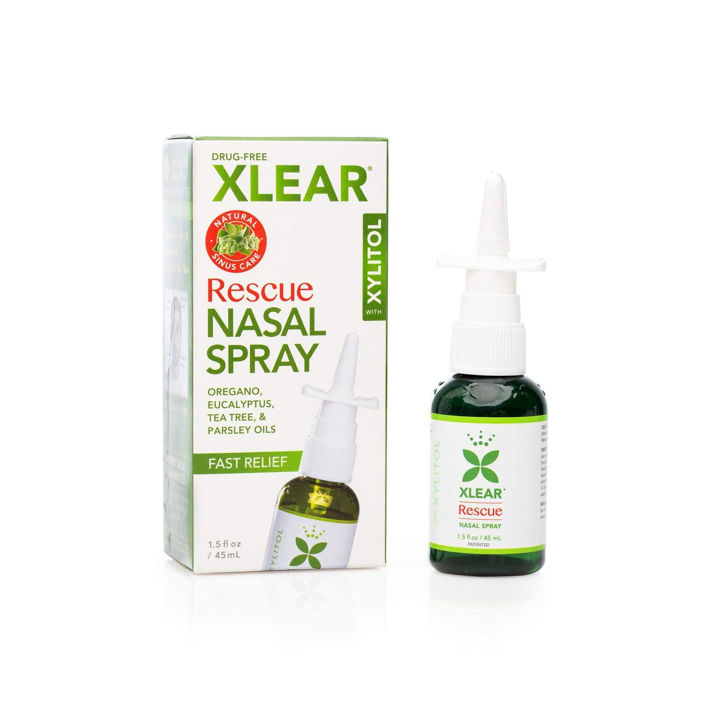 Xlear Rescue Natural Nasal Spray with Xylitol, Oregano & Tea Tree — Pack of 2, 1.5 fl oz Each